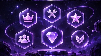 Rollen-Icons – violettes Space-Design