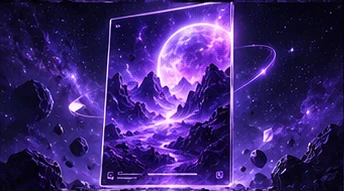 Werbeplakat – violettes Space-Design