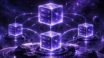 Server-Struktur – violettes Space-Design