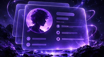 Profil-Bio – violettes Space-Design