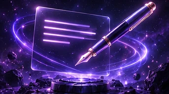 Werbetext – violettes Space-Design
